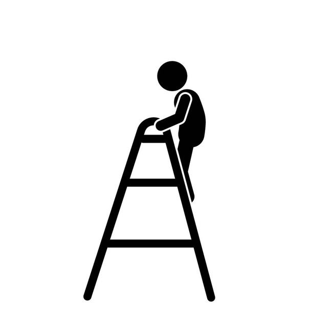 梯子の上の男のベクトルイラスト - ベクター画像