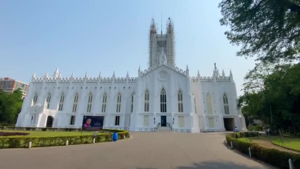 Kolkata,west bengal,India 11 April 2022.St Paul's Cathedral church located in Kolkata, West Bengal, India - Footage, Video
