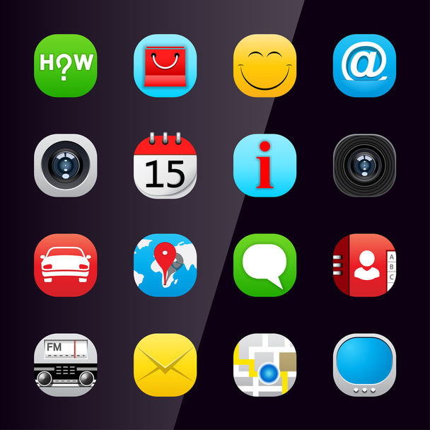 Mobile phone application icons, part 1 - Vetor, Imagem