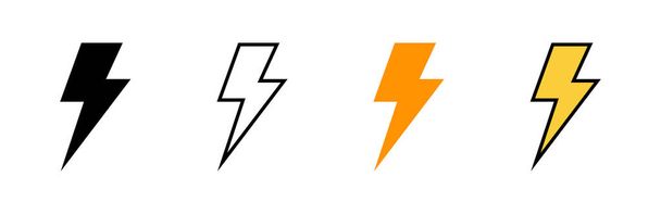 ライトニングアイコンセットベクトル。 電気サインとシンボル。 パワーアイコン。 エネルギーサイン - ベクター画像