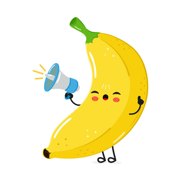 Lindo personaje divertido plátano dormir. Vector dibujado a mano caricatura kawaii carácter icono de la ilustración. Aislado sobre fondo blanco. concepto de carácter sueño plátano feliz - Vector, imagen