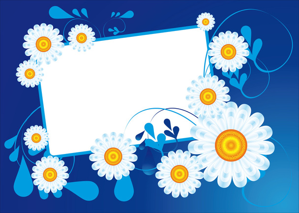 Daisies on a blue background - Vector, Image