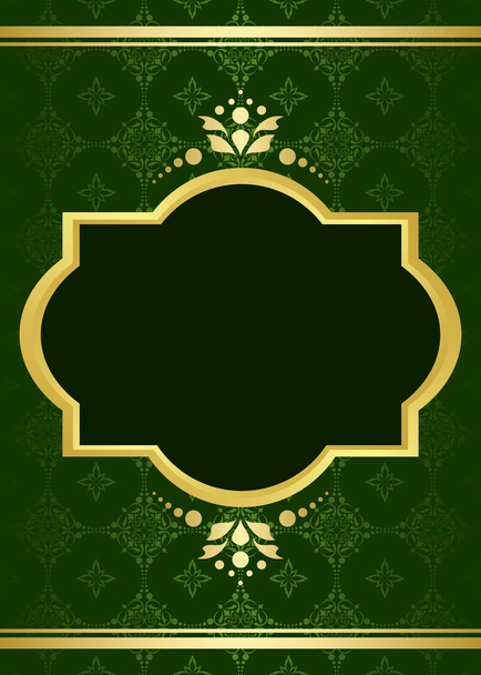 σκούρα πράσινη κάρτα με χρυσή διακόσμηση - διάνυσμα - Διάνυσμα, εικόνα