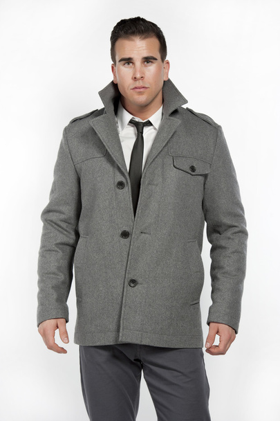 Athletic Caucasian Male in Fitted Shirt And Jacket - Photo, Image