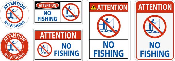 Внимание знака безопасности воды, рыбалка запрещена - Вектор,изображение