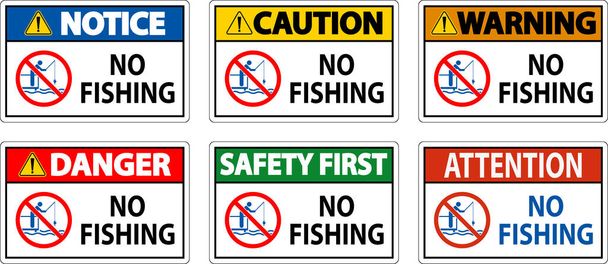 Vízbiztonsági figyelmeztetés, nincs halászat - Vektor, kép
