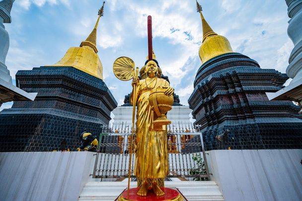 CHIANG MAI, THAILAND - April 24, 2020 : Khru Ba Thueng statue at Ban Den temple, Chiang Mai province. - 写真・画像