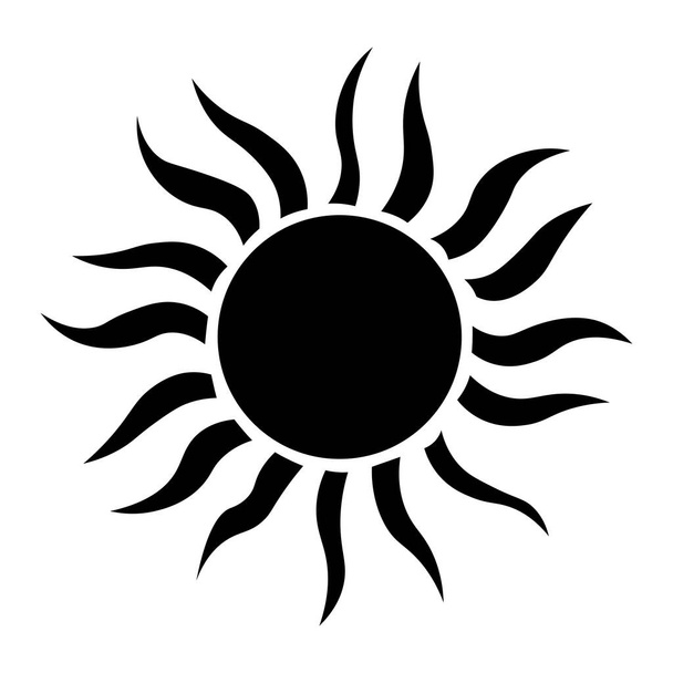 Sun black vector icon isolated on white background - Διάνυσμα, εικόνα