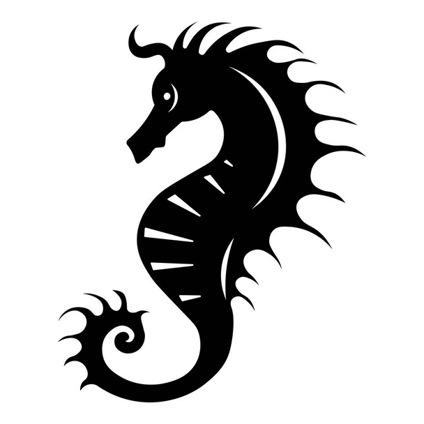 Seahorse fekete vektor ikon elszigetelt fehér alapon - Vektor, kép