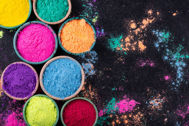 Gulal colors in bowl for celebrating Indian Holi festival - Foto, Imagem