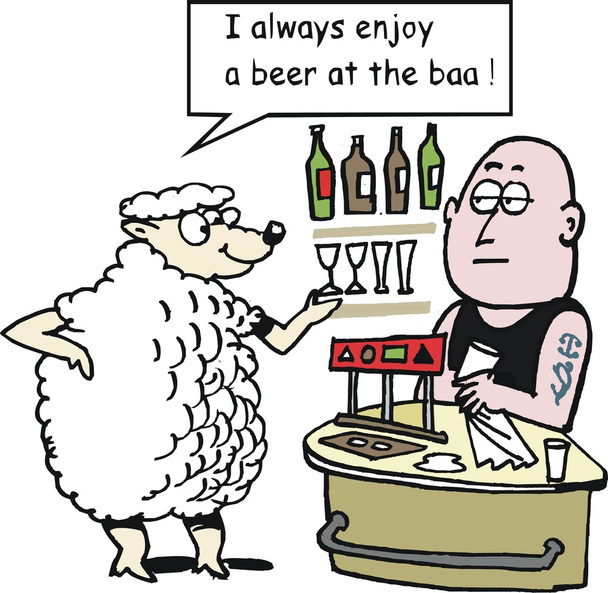 Sheep ordering drink - Vector, Image
