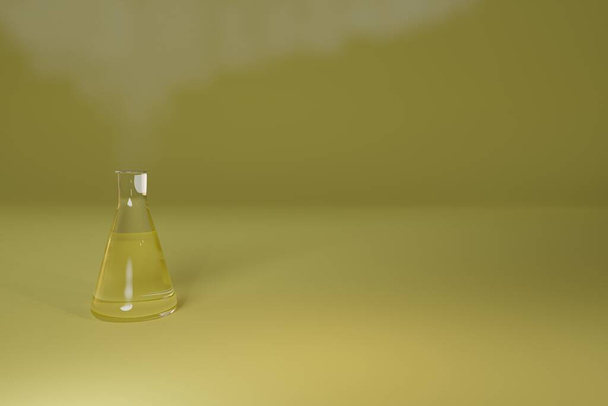 3d rendu de erlenmeyer flasque avec vapeur émergente - Photo, image