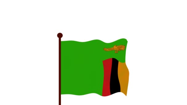 Zambie vidéo animée hissant le drapeau, introduction du nom du pays et du drapeau Résolution 4K - Séquence, vidéo