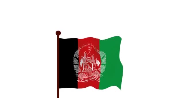 Afghanistan video animato alzando la bandiera, introduzione del nome del paese e bandiera Risoluzione 4K - Filmati, video
