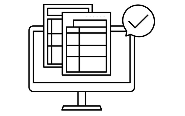 Ilustrace systému Electronic Bookkeeping Act, elektronické účetnictví a uchovávání elektronických dat v elektronické podobě, Vektorové ilustrace - Vektor, obrázek