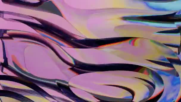 Абстрактная анимация деформации поверхности стекла с цветными отражениями и преломлениями света - Кадры, видео