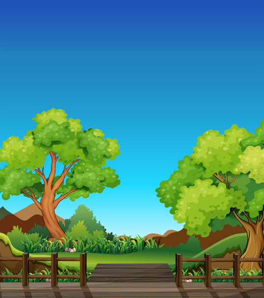 Forest and bridge - Vector, Image