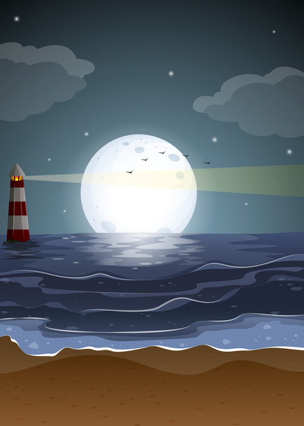 Fullmoon and beach - Vector, Image