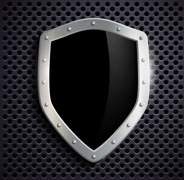 Metal shield with a black screen - Vettoriali, immagini