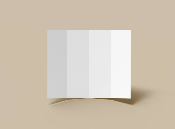 Blanco vier roll-vouw lettergrootte brochure 3d renderen om uw ontwerp te presenteren - Foto, afbeelding