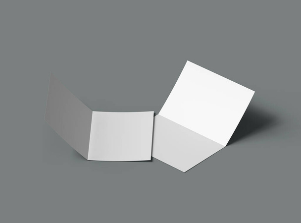 ブランクA4ハーフシート折りたたみパンフレット3Dレンダリング - 写真・画像