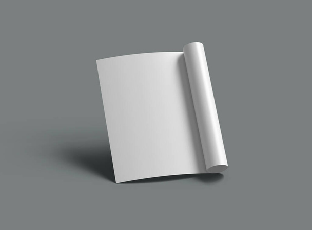 Blank A4 Half Sheet Fold brochure 3d render to present your desi - Photo, Image