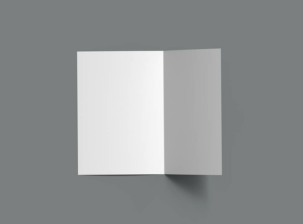 Blank A4 Half Sheet Fold brochure 3d render to present your design. - Photo, Image