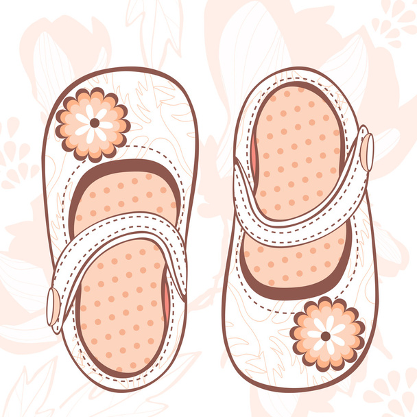 Illustration of beautiful baby girl shoes - Vektori, kuva