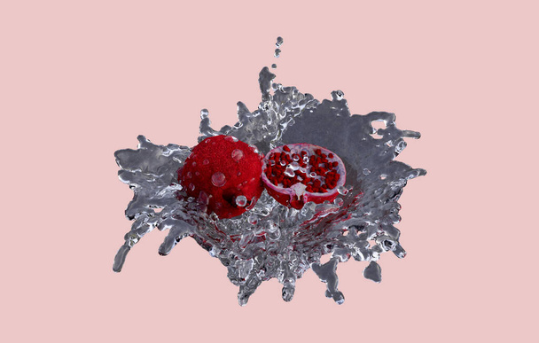 Rendement 3D réaliste de fruits de grenade le mieux à des fins commerciales et de conception - Photo, image