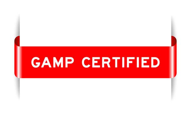 Bandiera etichetta inserita di colore rosso con la parola GAMP (Abbreviazione della buona pratica di produzione automatizzata) su sfondo bianco - Vettoriali, immagini