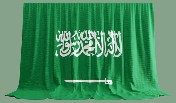 Saudi Arabien Flaggenvorhang in 3D Rendering genannt Flagge Saudi Arabiens - Foto, Bild