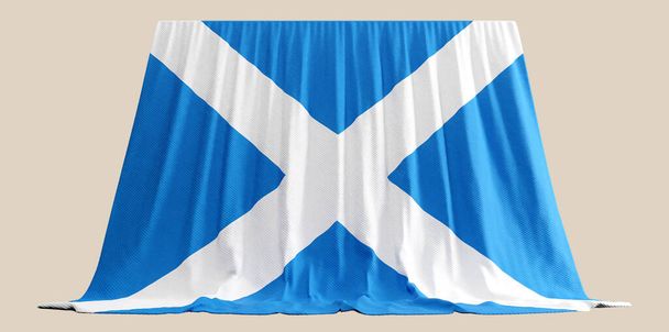 İskoçya Bayrak Perdesi 3D Görüntü İskoç Bayrağı - Fotoğraf, Görsel