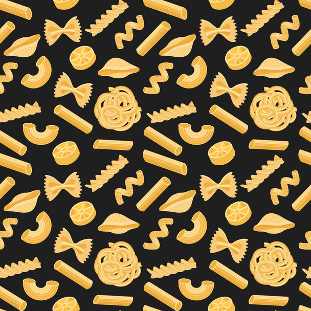 Απρόσκοπτη μοτίβο με διαφορετικούς τύπους ιταλικών ζυμαρικών. Φόντο φαγητού, μενού εστιατορίων. Διάνυσμα - Διάνυσμα, εικόνα