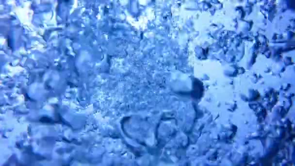 Water, bubbles and ocean in nature, blue and underwater splash in atlantic sea, earth and fresh. Liquid, oxygen and gas with aqua, air and clean in marine, deep diving and undersea with empty space. - Footage, Video