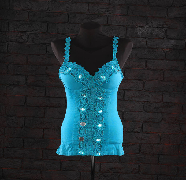 sexy turquoise bustier on a mannequin - Фото, изображение