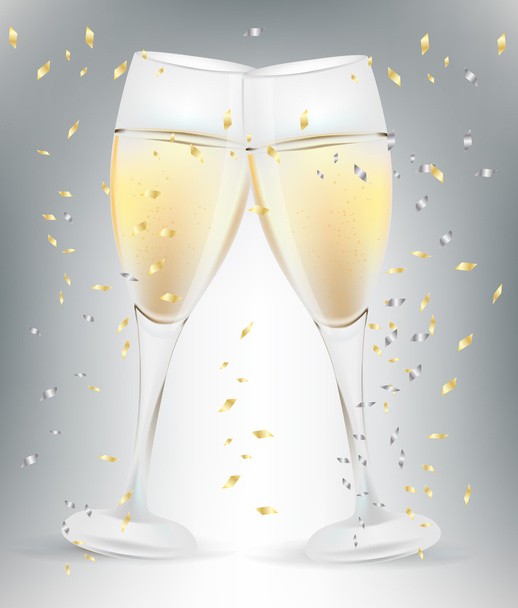 2 つのお祝いのシャンパン グラス - ベクター画像