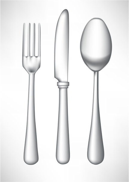 Fourchette, cuillère et couteau isolés
 - Vecteur, image