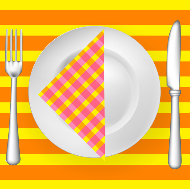 utensílios de mesa em padrão com guardanapo (garfo, faca e placa
) - Vetor, Imagem