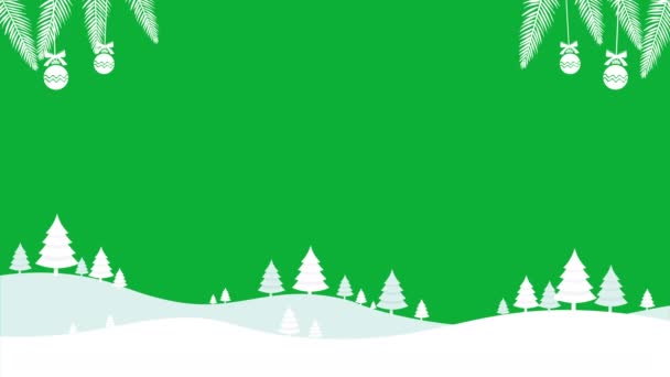 Estilo de corte de papel animado Navidad y Año Nuevo Banner Dunas de nieve con árboles cubiertos de nieve y árboles. Plantilla de diseño aislado de animación de año nuevo. Plantilla de diseño meteorológico temporada invierno - Imágenes, Vídeo