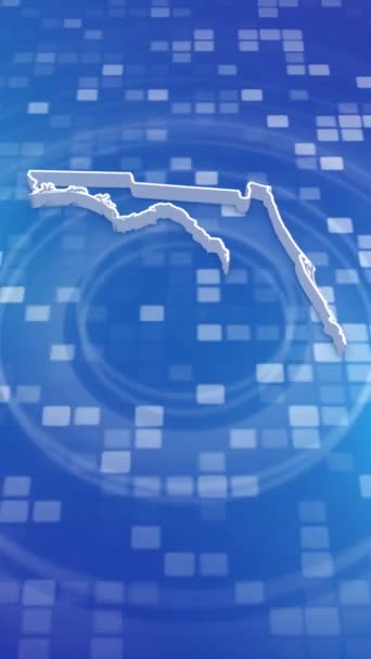 Mobile Vertical Resolution 1080x1920 Pixels, Florida State (USA) 3D Map Intro on Minimal Background, Multi Purpose Background Χρήσιμο για Πολιτική, Εκλογές, Ταξίδια, Ειδήσεις και Αθλητικές Εκδηλώσεις - Πλάνα, βίντεο