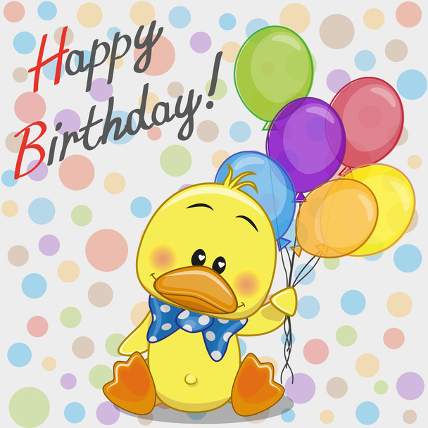Duck with balloons - Wektor, obraz