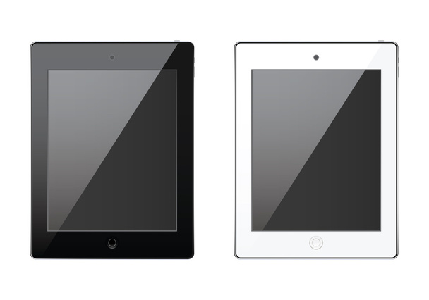 Új reális tablet fekete-fehér árnyék, tamplate, modern stílus, különálló háttér - Vektor, kép