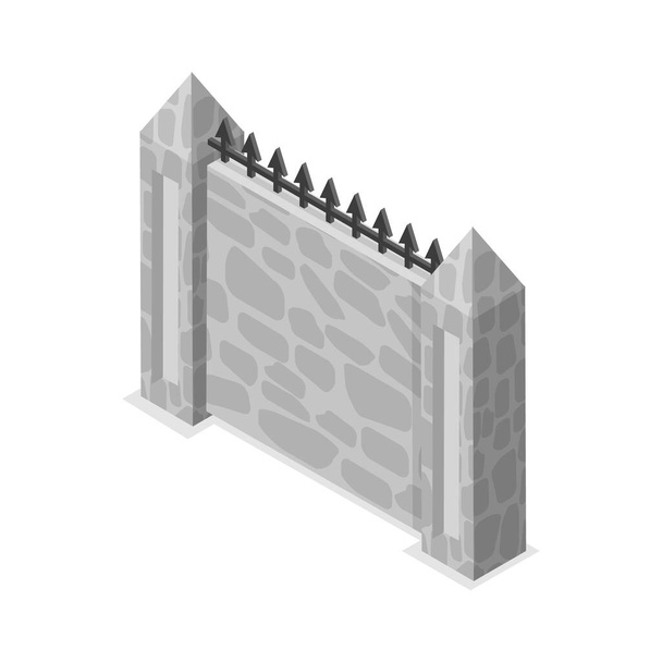 3D Isometrische flache Vektorreihe von Terrassenzäunen und Toren, architektonische Elemente von außen. Punkt 2 - Vektor, Bild