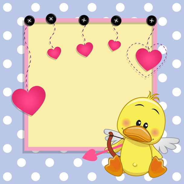 Cupid kachna s rámečkem - Vektor, obrázek