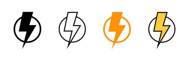 Ikona błyskawicy ustawiona wektor. znak i symbol elektryczny. ikona mocy. znak energetyczny - Wektor, obraz