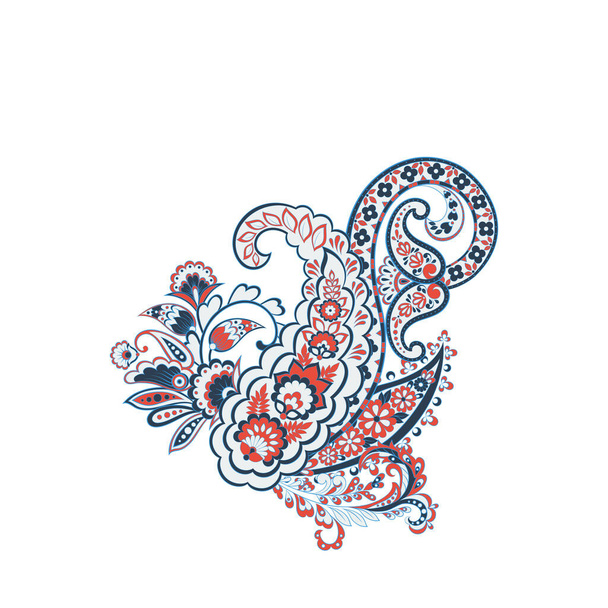 Paisley isolated. Card with paisley isolated for design. Floral vector pattern. Embroidery floral vector pattern. - Vector, Image