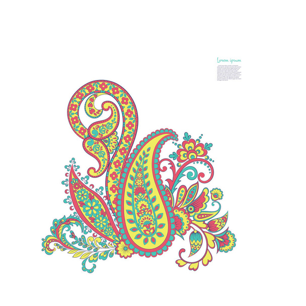 ペイズリーベクトル分離パターン。バティックスタイルのヴィンテージ花のイラスト - ベクター画像