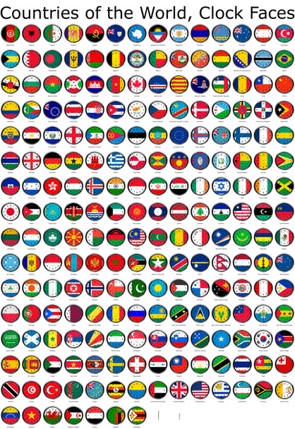世界時計の旗 - 写真・画像