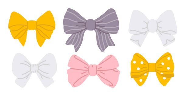 Conjunto de ilustração vetorial de arcos bonitos ou gravata borboleta para selo digital, cartão de saudação, adesivo, ícone, design - Vetor, Imagem