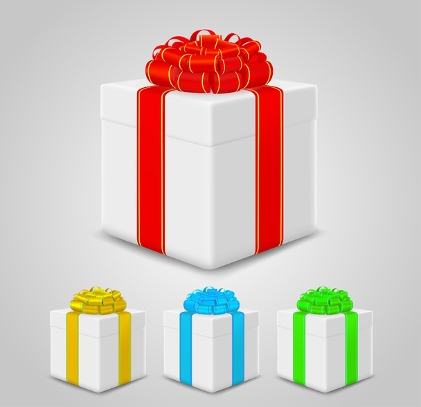 Set von Geschenkboxen mit bunten Bändern - Vektor, Bild